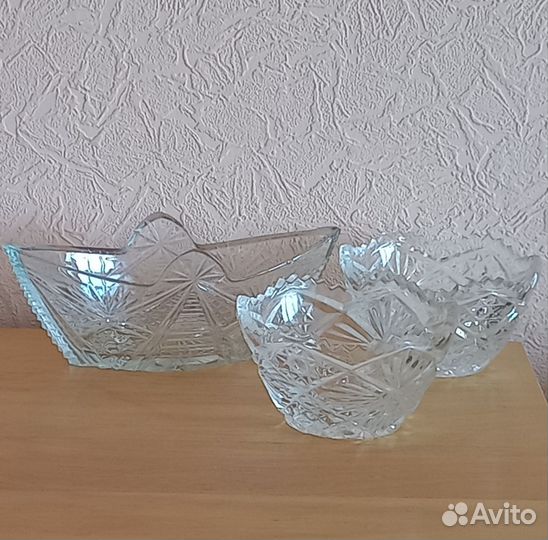 Фруктовница на ножке, хрусталь СССР