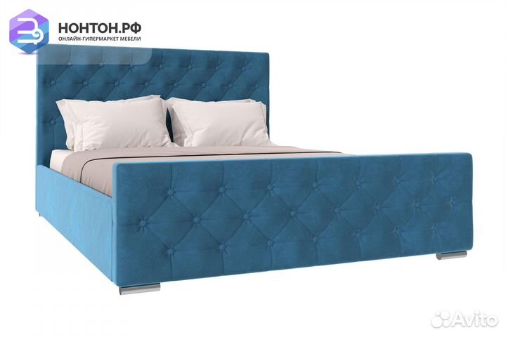 Кровать Мишель велюр синий