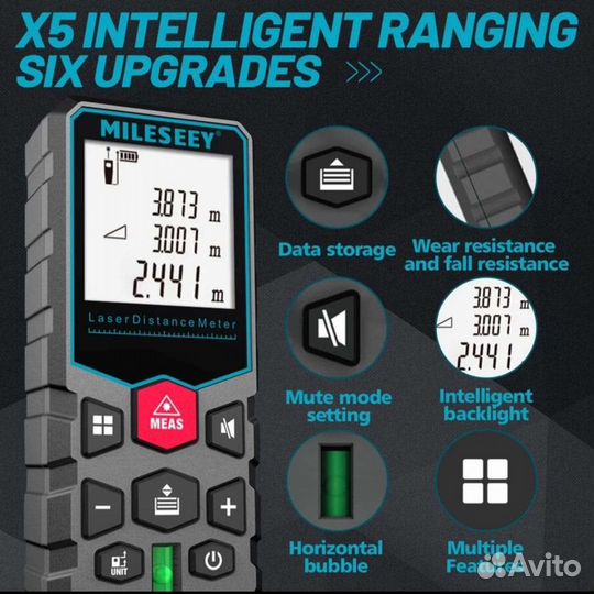 Лазерный дальномер рулетка Mileseey X5 40м