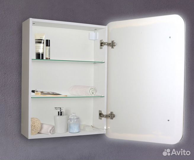 Зерк-шкаф бел 60см +диммер и часы azario LED-0000