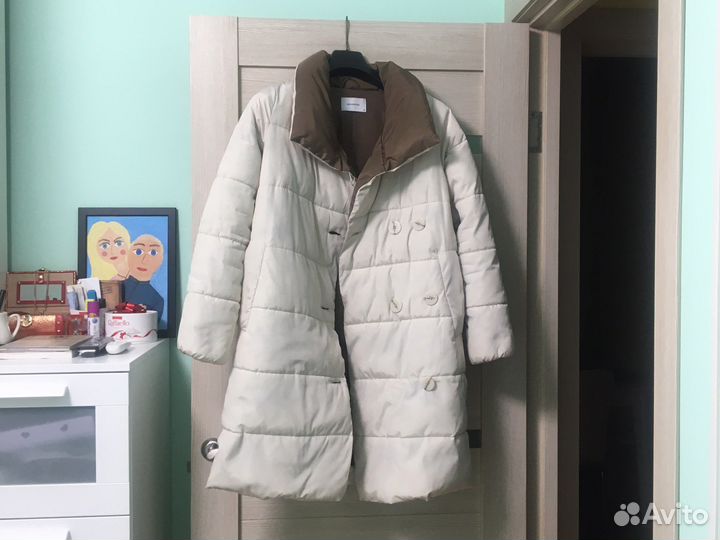 Пуховик бежевый 42 44