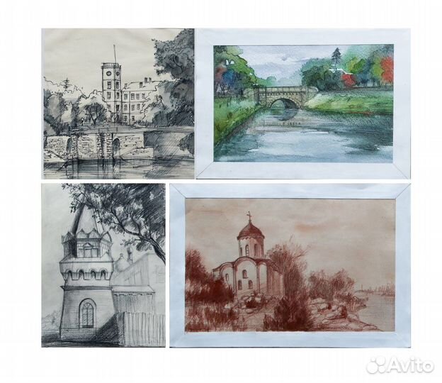 Пейзажи Гатчина и Старая Ладога без рамы (А4)