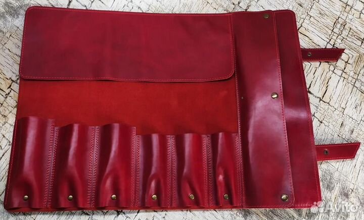 Кожаная сумка скрутка для ножей