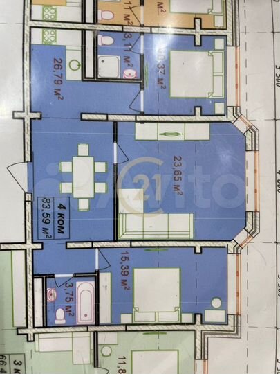 4-к. квартира, 83,6 м², 11/20 эт.