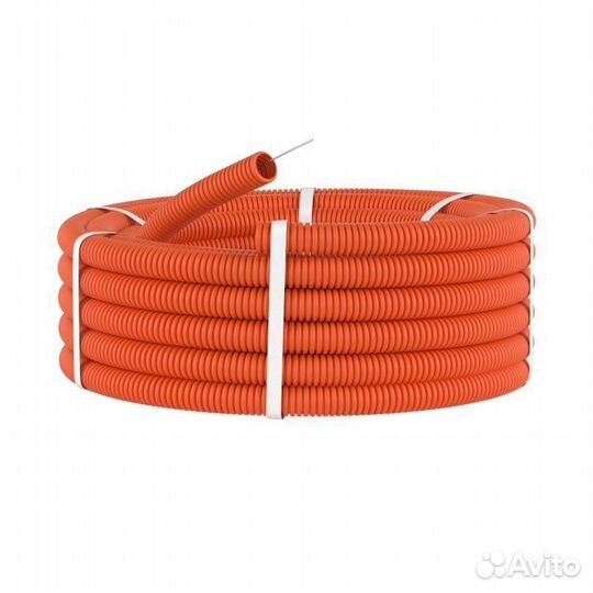 Труба гофрированная пнд гибкая легкая d50мм с протяжкой оранж. (уп.15м) DKC 71950