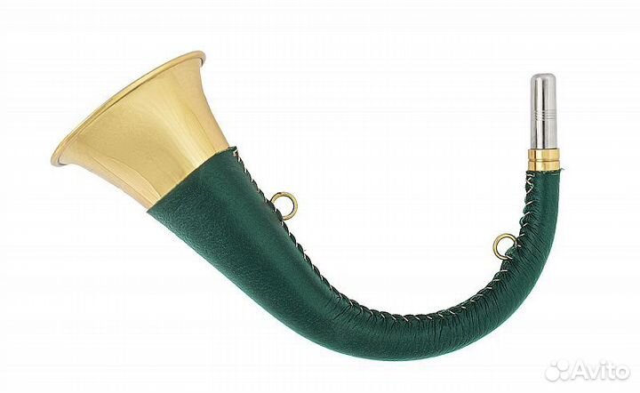 Горн охотничий, кожаная отделка 45 см (45roundgr)