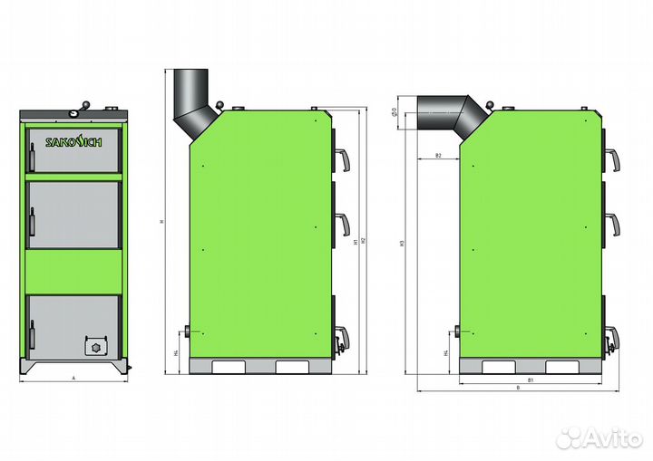 Котел твердопливный Sakovich universal 16 кВт