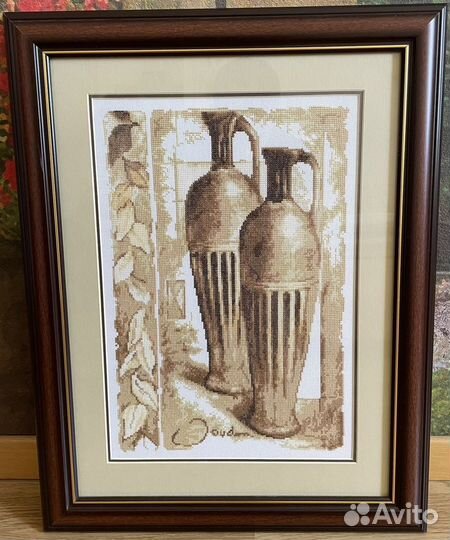 Греческая амфора, вышивка крестом, ручная работа