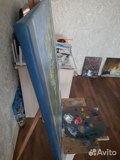 Картина масло холст натюрморт полевые цветы