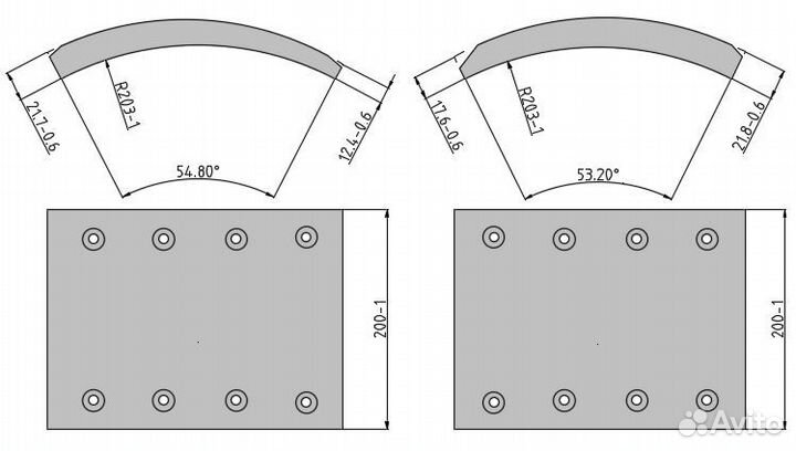 Накладки тормозные BPW,Gorica.Warstein, SAF 1рем