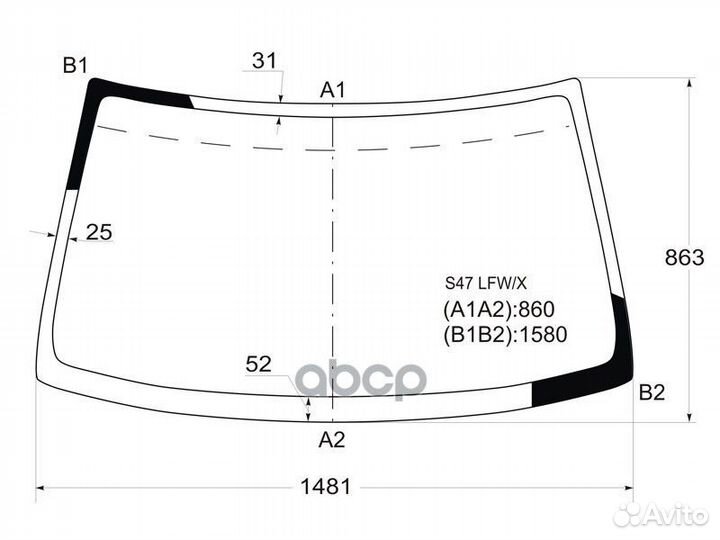 Стекло лобовое Honda Stepwgn 96-01 S47 LFW/X XYG