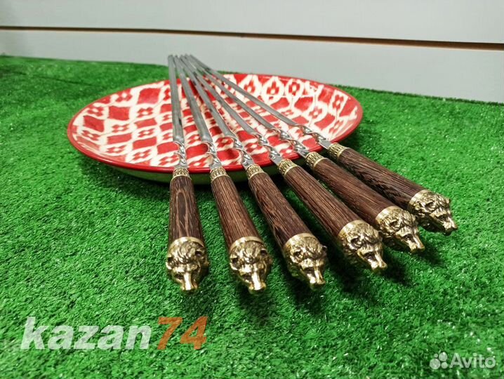 Шампуры лев комплект 6шт подарочные ручная работа