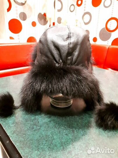 Шапка-ушанка нат. Мех и кожа