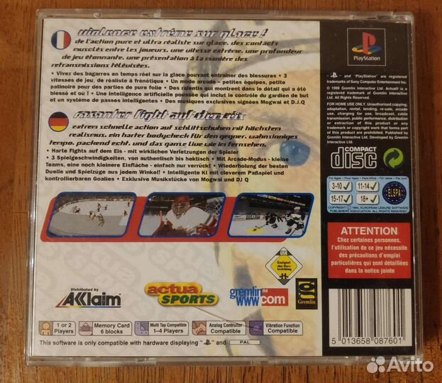 Игра на ps1 лицензия Actua ICE hockey 2