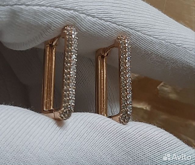 Серьги с цирконами позолоченные