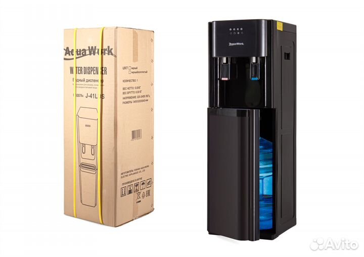 Кулер для воды AW J-41LDS черный, бутыль внутри