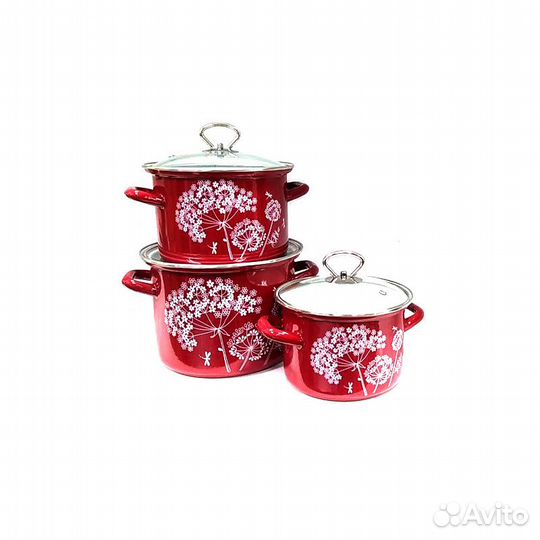 Набор 3 пр. Ажур-5-1-Люкс стиль красный (1,9л, 2,5