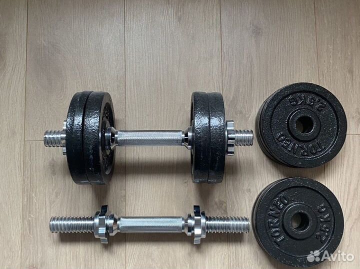 Гантели Torneo 2 шт по 10 кг + пластик 7 кг