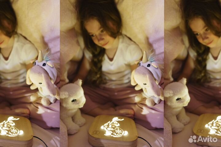 Детский светильник из дерева Кролик