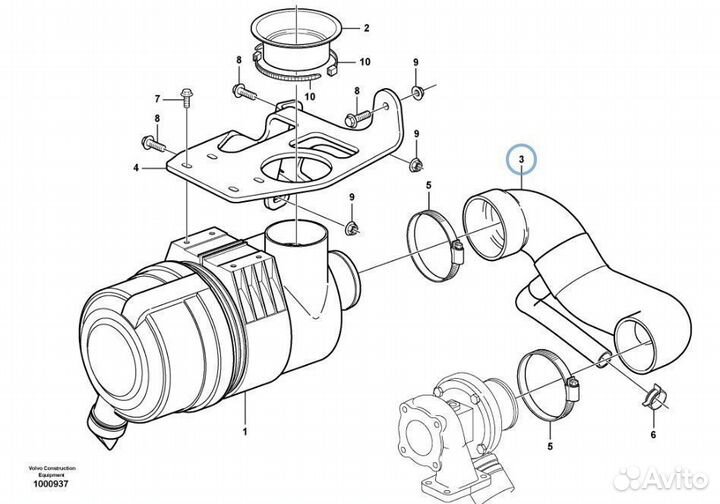Патрубок воздушного фильтра 11888782 Volvo BL