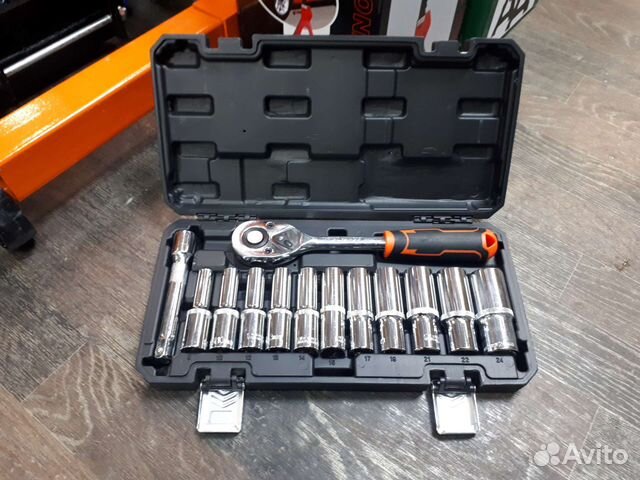 Набор головок удлиненных 8-24ммс трещоткой KQ