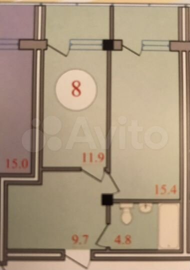 1-к. квартира, 50 м², 2/4 эт.