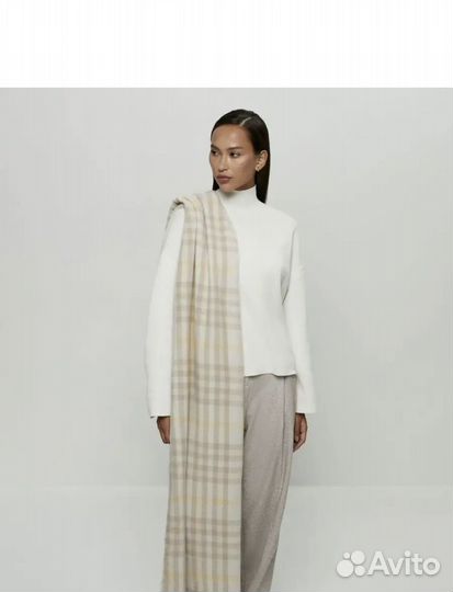 Шарф теплый широкий в клетку