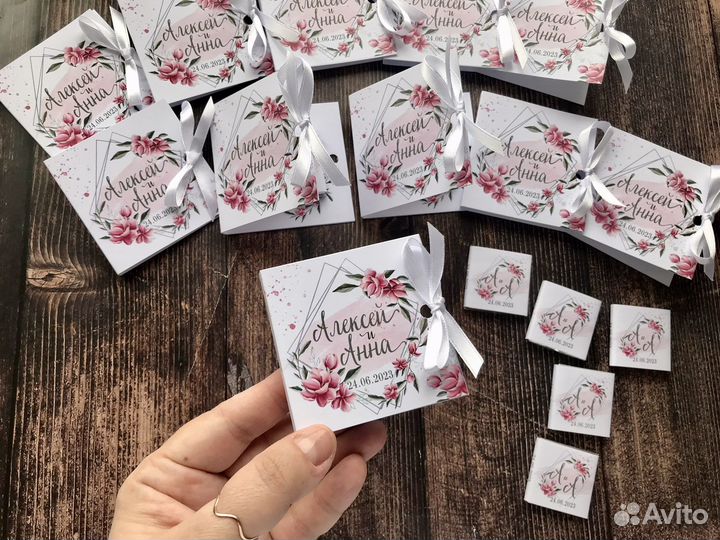 Открытка свадебная с шоколадом