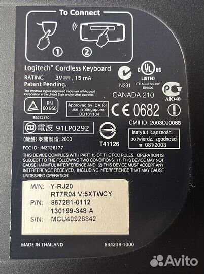 Беспроводная клавиатура Logitech canada 210