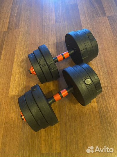 Гантели новые разборные по 10кг каждая + Гриф