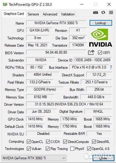 Видеокарта RTX 3060TI Palit 8gb