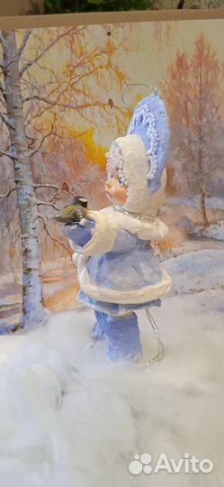 Ватная игрушка на елку ручной работы