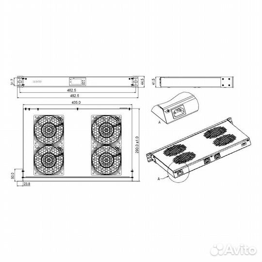 Вентиляторный модуль Hyperline Hyperline trfa-WB-m