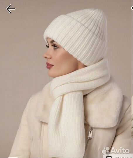 Шапка с шарфом мохер / шерсть, luchermi