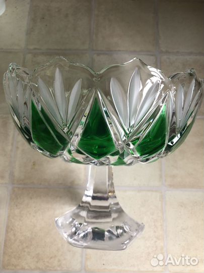 Ваза для фруктов на ножке хрусталь