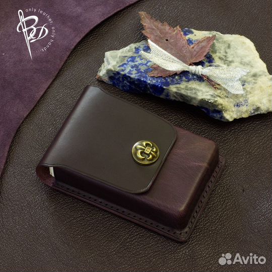 Чехол для пачки сигарет, кожа, руч. работа