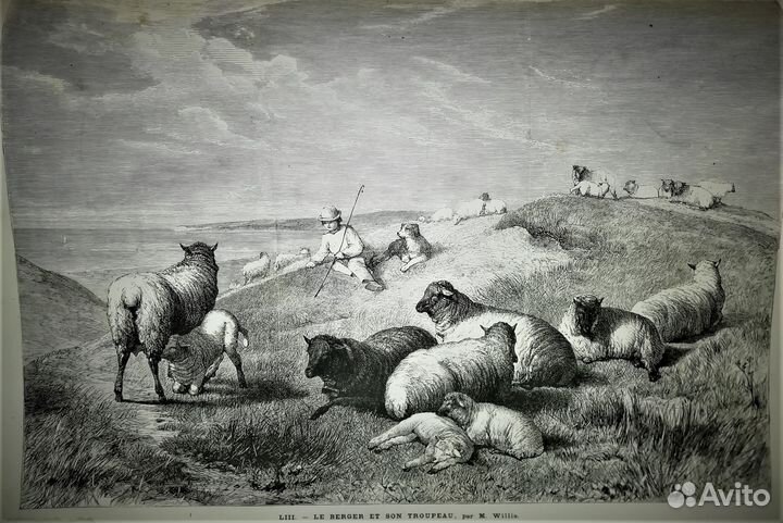 Старинные гравюры,43 на 29см, Франция, 1869 год