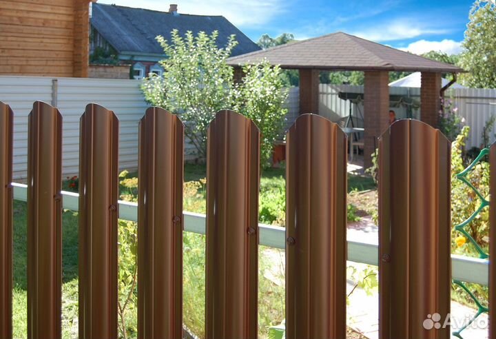 Штакетник П-образный A с прямым резом 0,5 Satin Matt RAL 8017 шоколад, 1.00 м