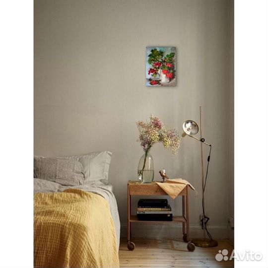 Картина с рябиной принт на холсте