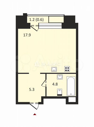 Квартира-студия, 28,6 м², 2/21 эт.