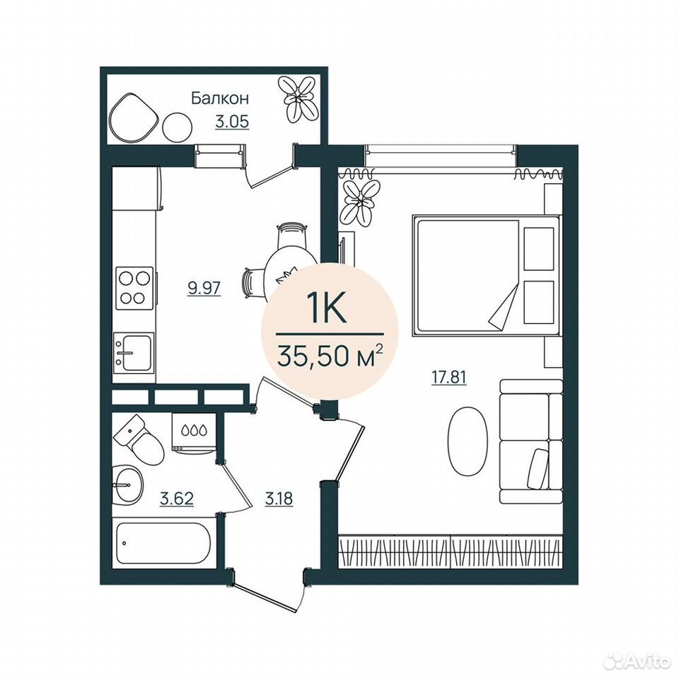 1-к. квартира, 35,5 м², 6/12 эт., Херсон