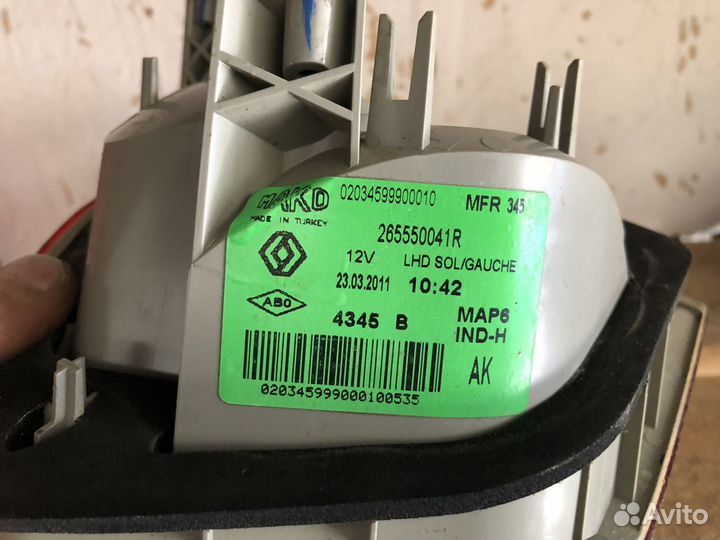 Фонарь внутренний левый оригинал Renault Fluence