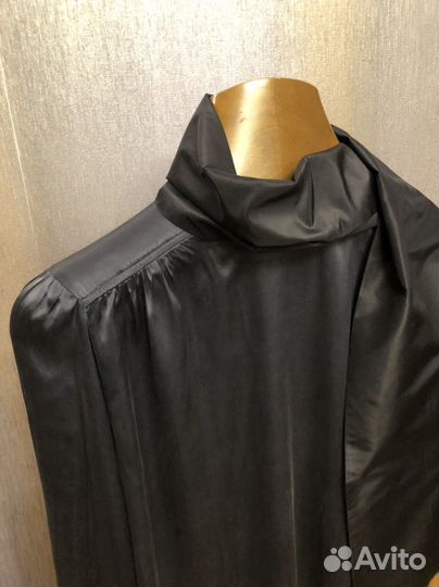 Блуза шелковая etro 46 графитовый цвет