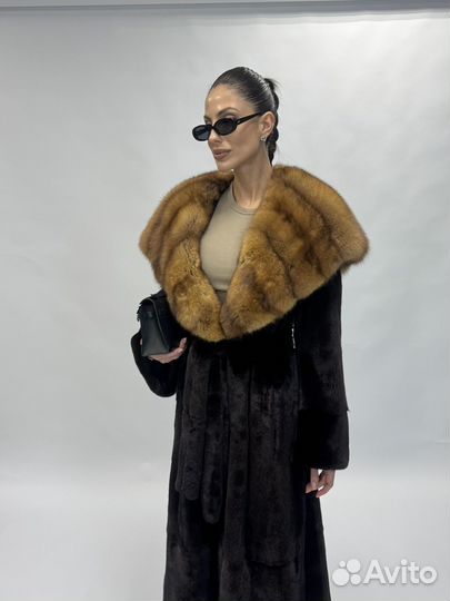 Шуба норковая blackglama с капюшоном из соболя