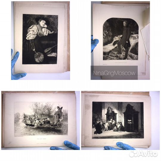 Антик 33 больших литографии. Лондон 1880е гг