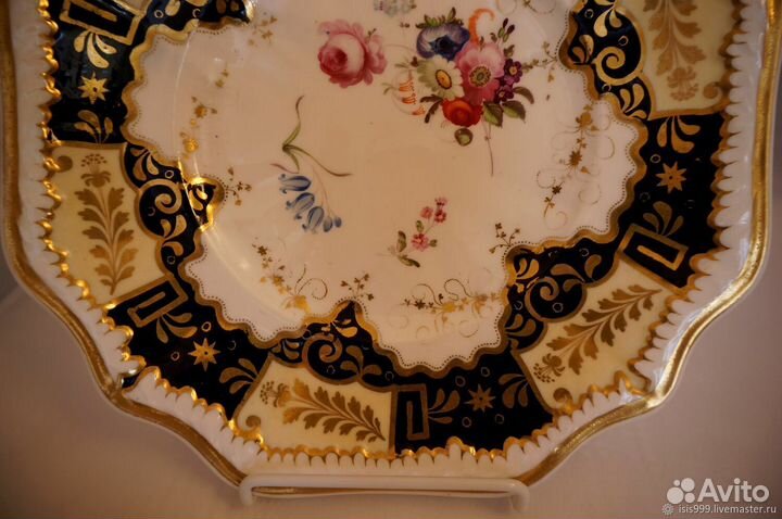 Сэмюэль Алкок 1850 г. роспись, антикварная тарелка