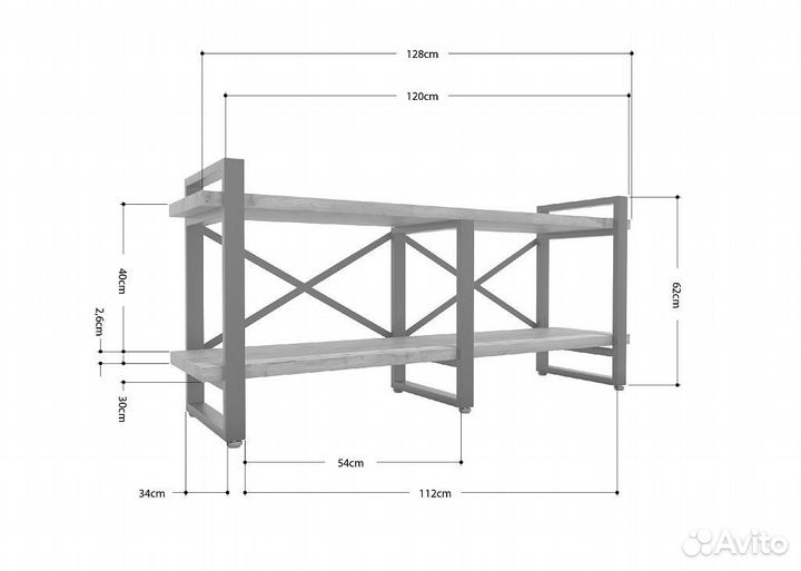 Тумба под тв Айсберг Лофт 120 белый/дуб крафт таба