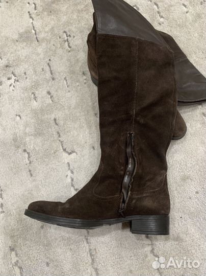 Сапоги натуральная замша кожа 38р демисезонные