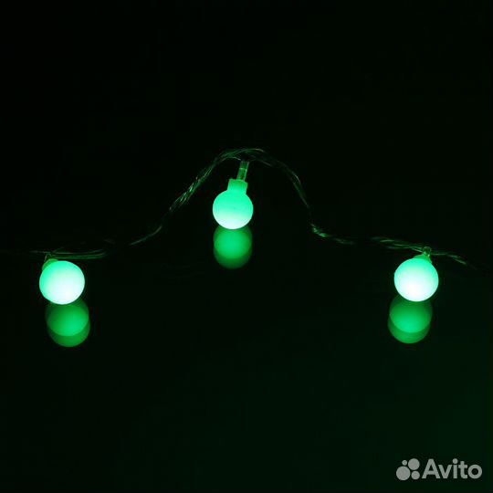 Гирлянда шарики 40 свд, 5 метров зеленая, малина