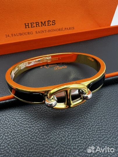 Hermes black браслет жесткий